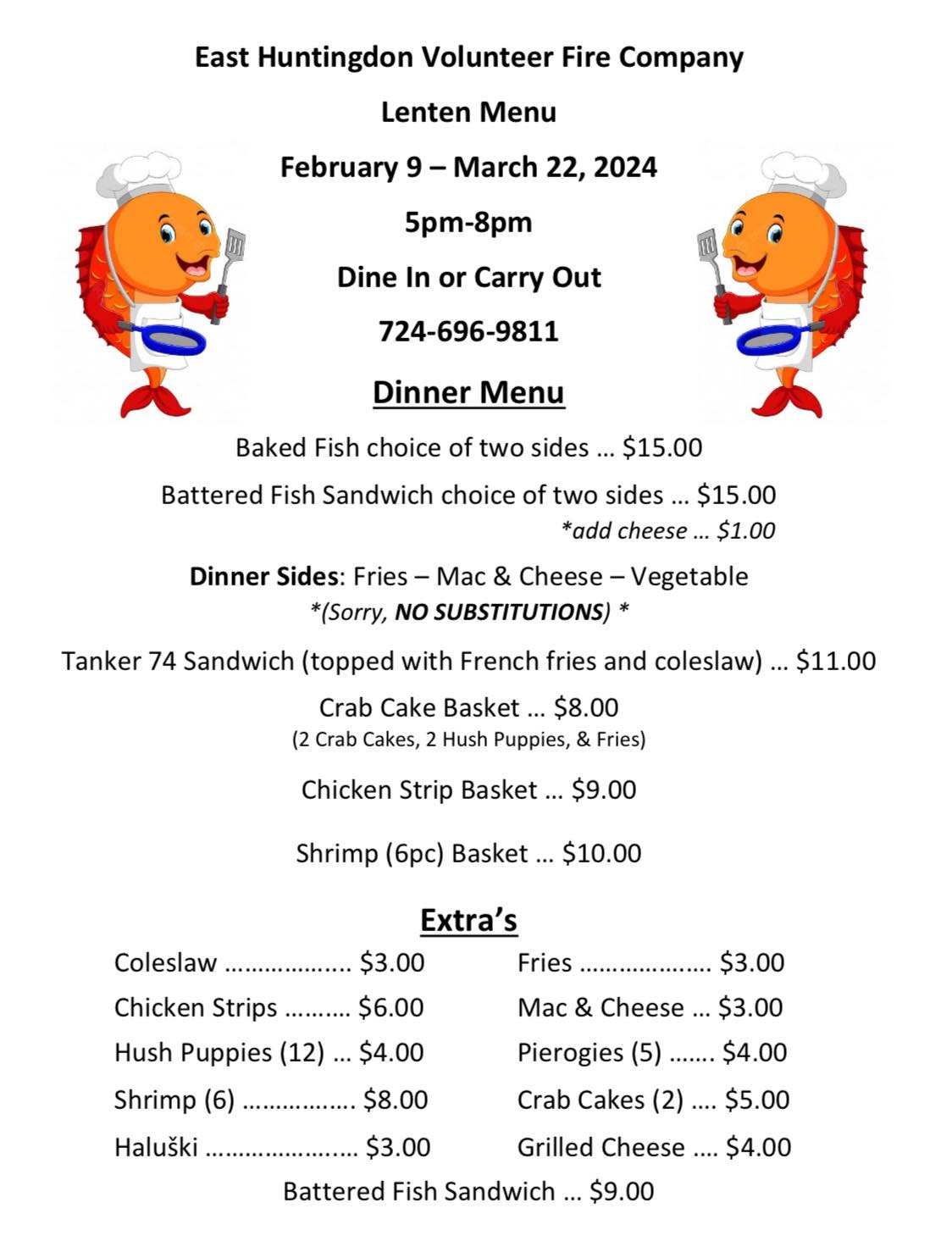 East Huntingdon VFD Menu